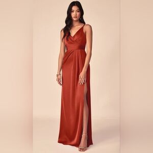 Azazie Rust Orange Formal Maxi Dress Size 12